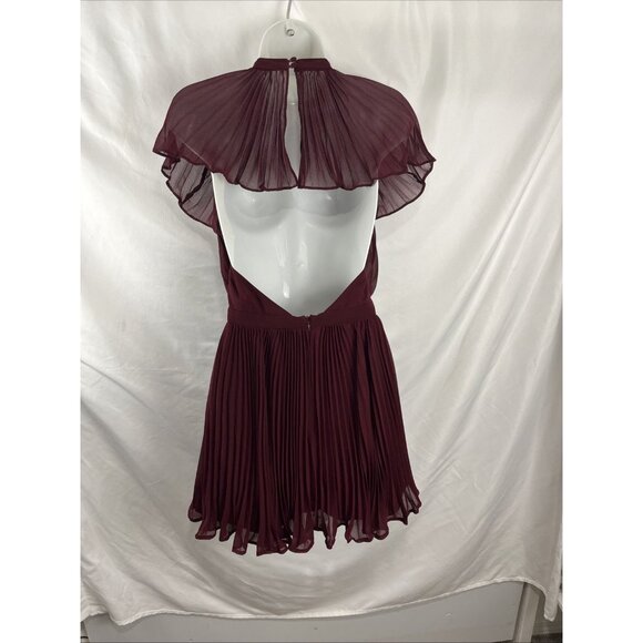 Revolve Keepsake Wine-Coloured Pleated Mini Halter Dress Womens Size S - Picture 5 of 14